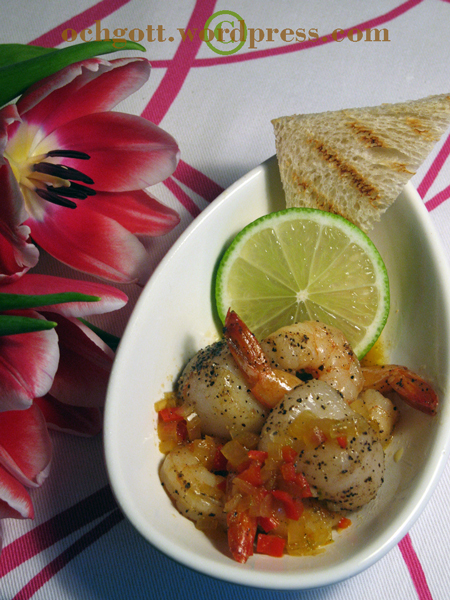 Kaffekryddade skaldjur i lime- och chilisky Kaffekryddade skaldjur i lime- och chilisky