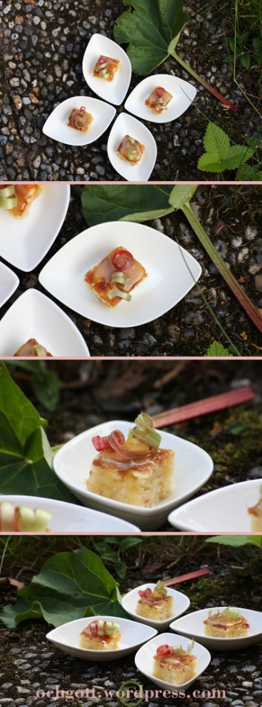 Minimandelkaka med rabarber