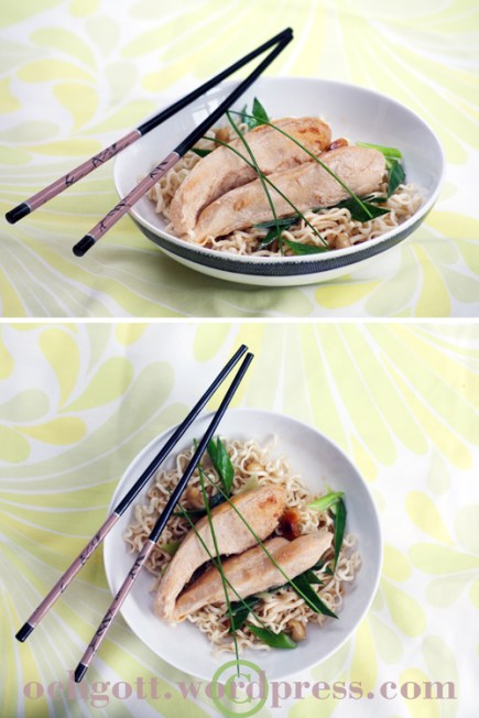 Asiatisk kycklinggryta med sesamnudlar