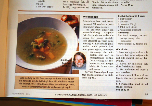 Melonsoppan som den såg ut i Allt om mat